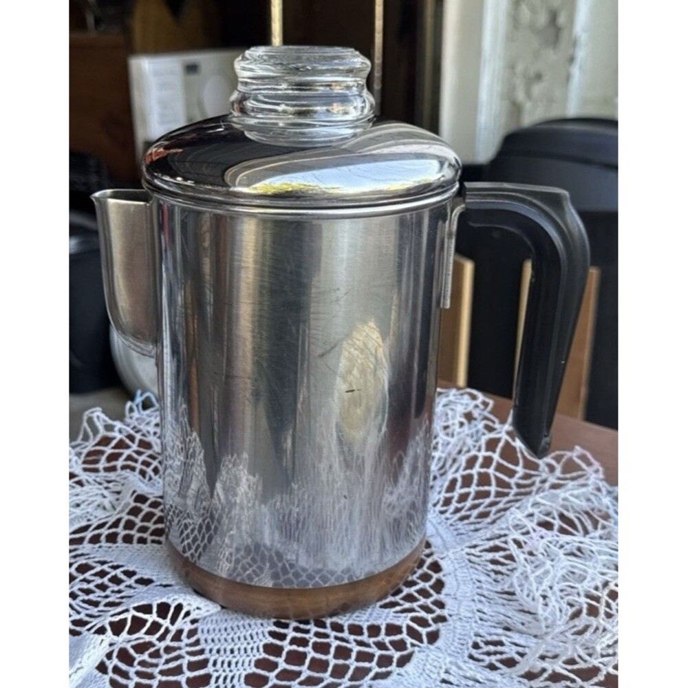 Vintage Revere Ware 1801 Coffee Pot Percolator Pre - 1968 Copper Bottom USA Made